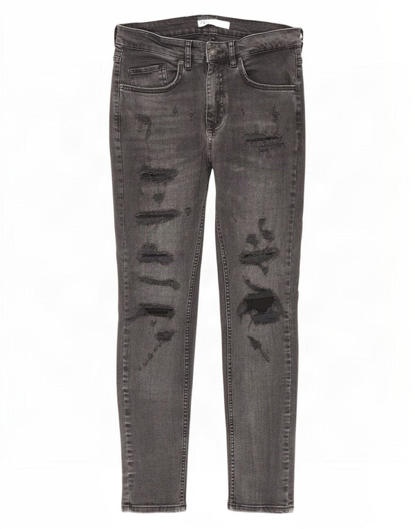 Blugi skinny distressed pentru bărbați Zara EU 40 Medium W31 L29 Bumbac gri