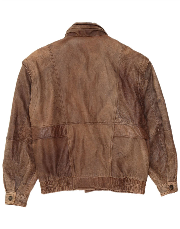 Geaca de piele vintage pentru barbati IT 48 piele maro medie