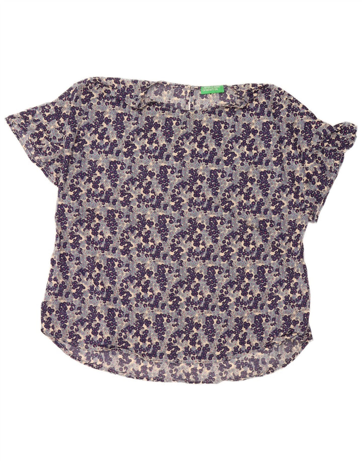 Bluză pentru femei BENETTON UK 14 Bumbac Floral Albastru Mediu