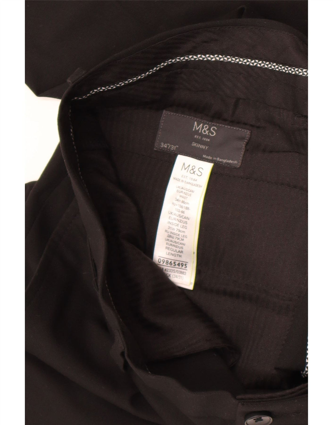 Marks & Spencer Pantaloni skinny pentru bărbați L34 L31 Poliester negru