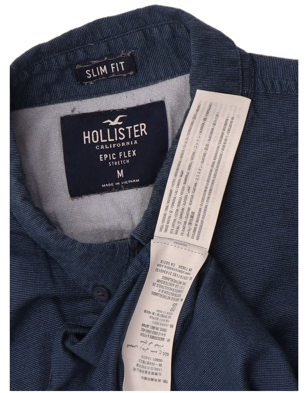 Cămașă Hollister pentru bărbați Slim Fit Bumbac mediu albastru bleumarin