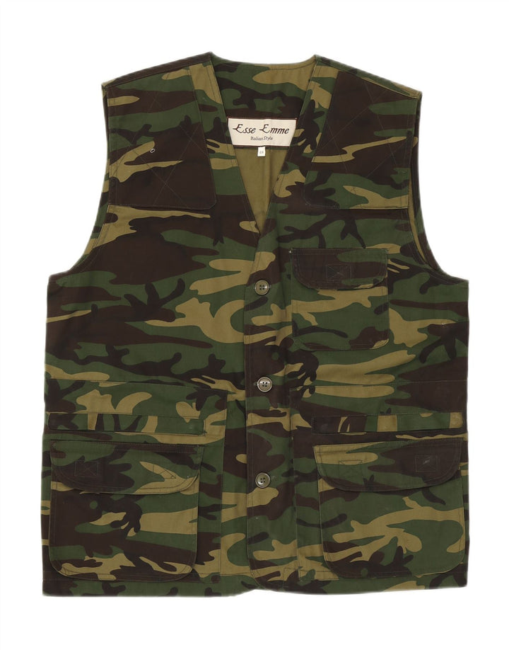 Gilet utilitar vintage pentru bărbați IT 48 Medium Green Camouflage Poliester Army