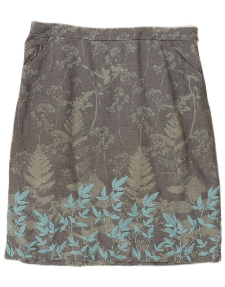 Fusta midi pentru femei White Stuff UK 12 Medium W32 Gri Floral Linen