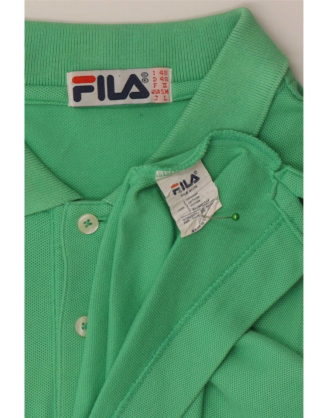 Tricou Polo Fila Bărbați IT 48 Bumbac Verde Mediu