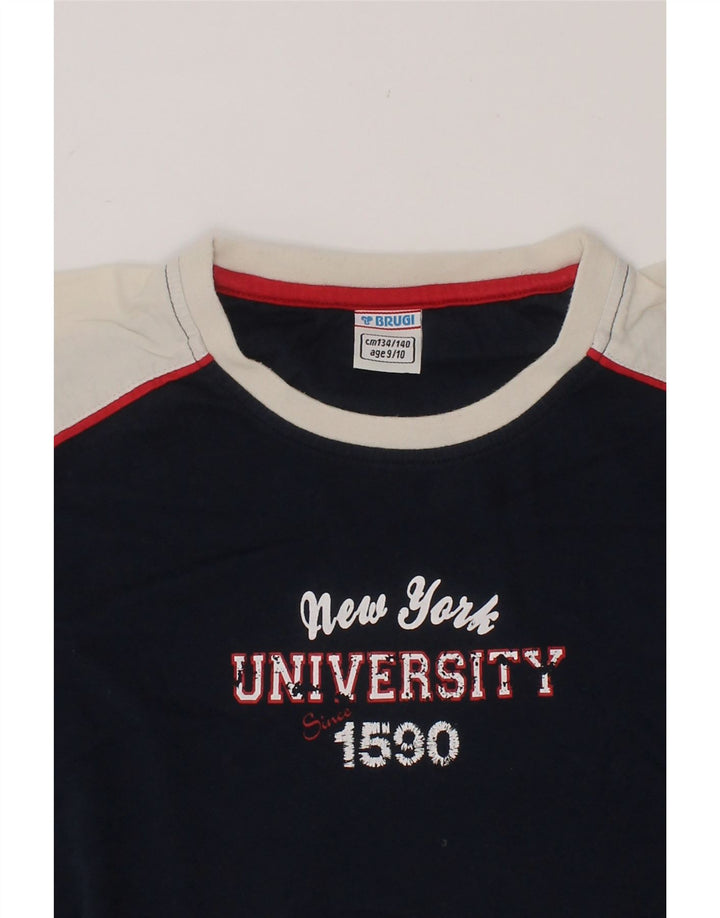 BRUGI Boys Graphic Vest Top 9-10 Years Navy Blue Colourblock Vintage Brugi and Second-Hand Brugi from Messina Hembry 