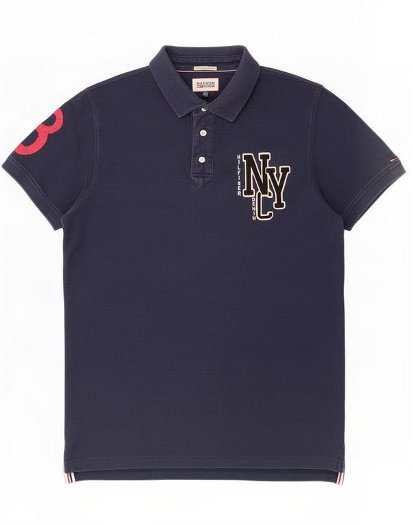 Cămașă polo cu grafică Tommy Hilfiger pentru bărbați XL, bumbac bleumarin