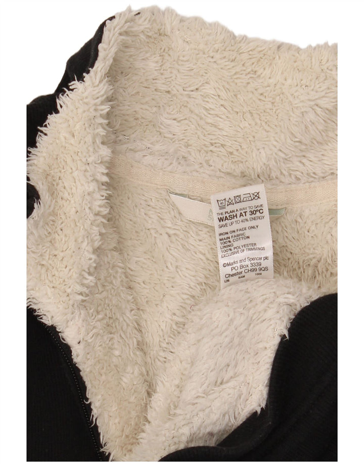 Marks & Spencer pentru femei Sherpa Trening Top Jacket UK 14 Large Black