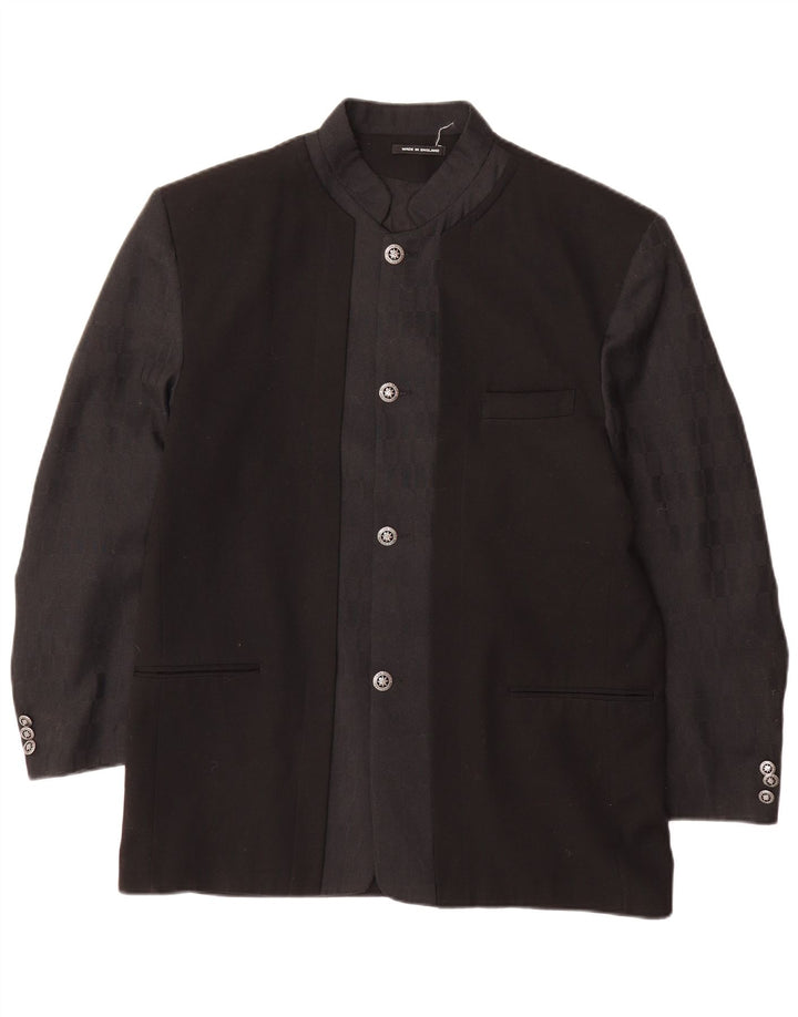 VINTAGE Mens 4 Button Blazer Jacket IT 48 Medium Black Colourblock