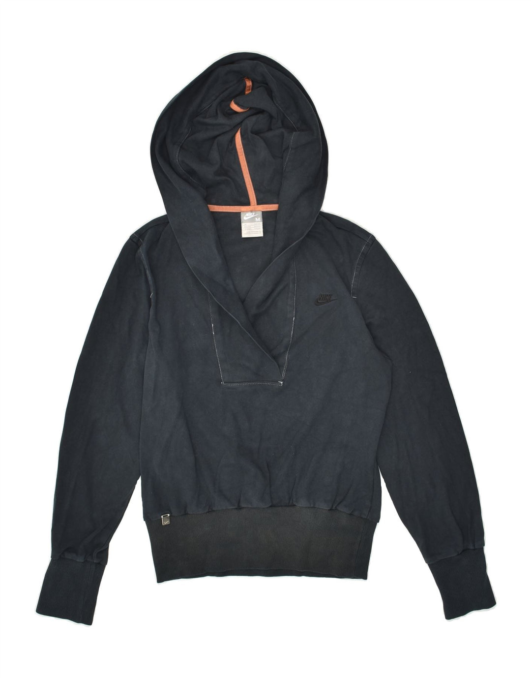 NIKE Womens Hoodie Jumper UK 10/12 Medium Grey Cotton | Vintage Nike | Thrift | Second-Hand Nike | Used Clothing | Messina Hembry 