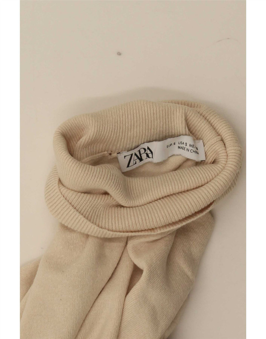 Pulover pentru femei cu gât rulat Zara UK 10 Mic Bej