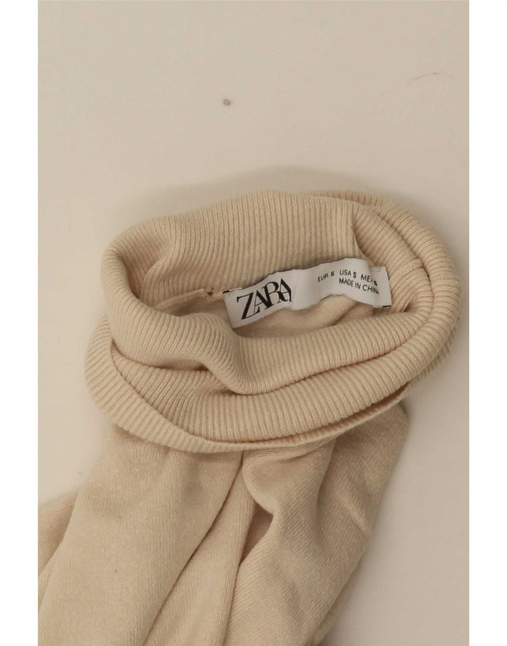 Pulover pentru femei cu gât rulat Zara UK 10 Mic Bej