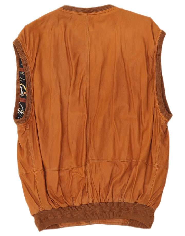 Pollini Gilet din piele pentru bărbați UK 40 Large Brown