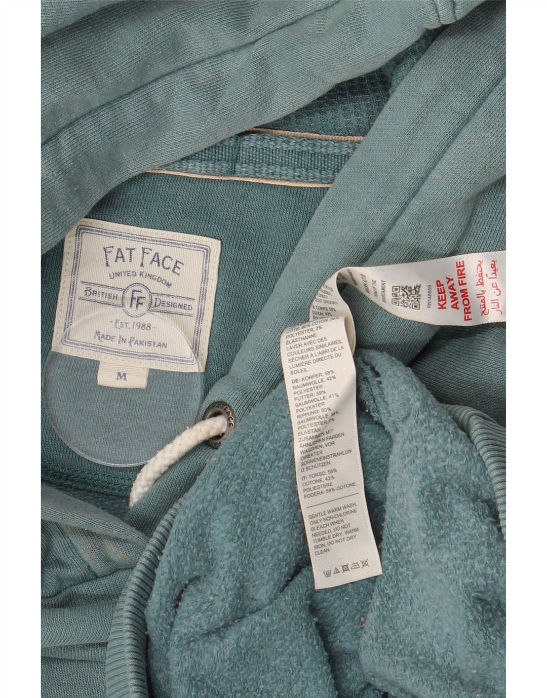 Pulover cu glugă pentru femei Fat Face UK 14 Bumbac verde mediu