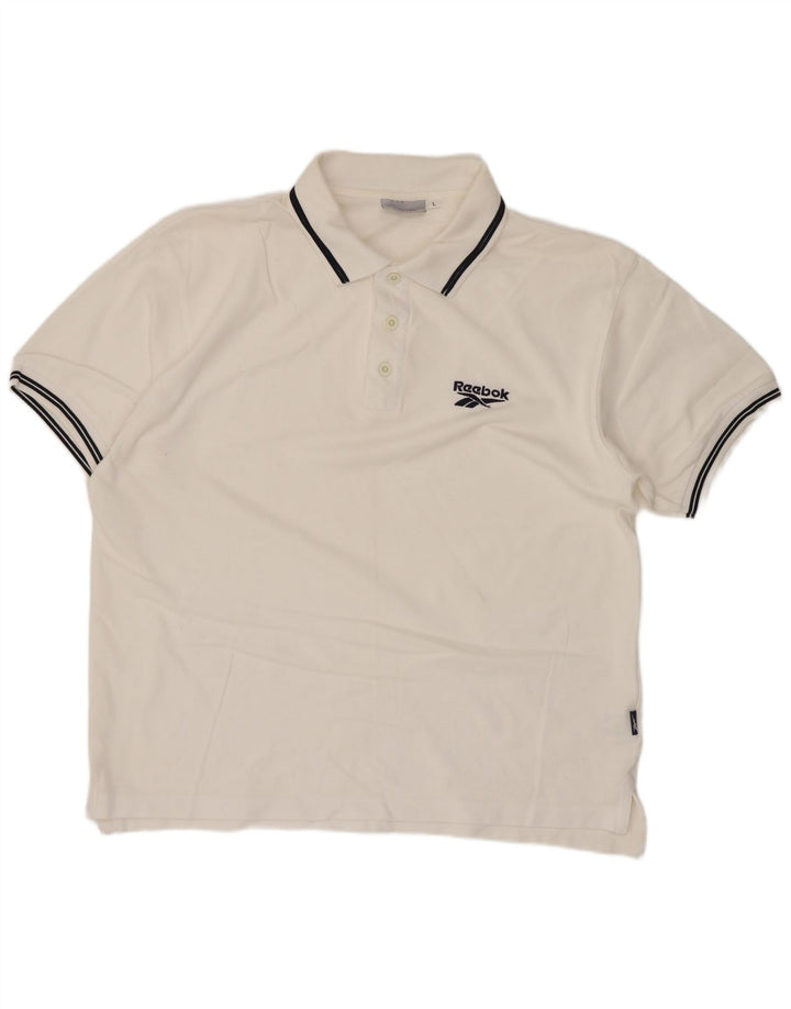 Tricou polo Reebok pentru bărbați, mare, alb, din bumbac