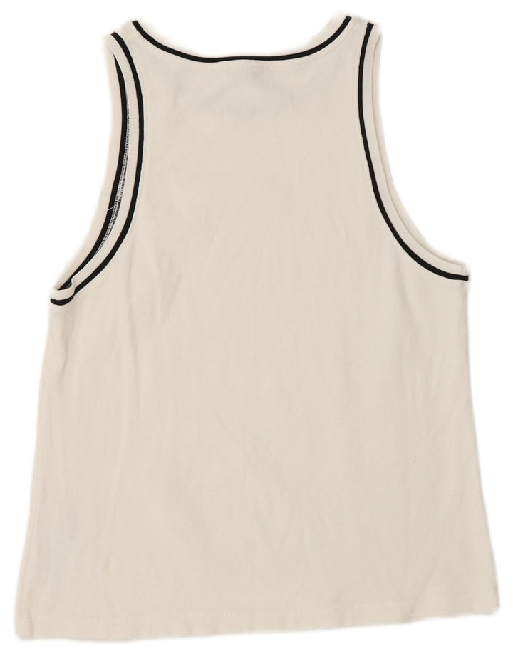 Massimo Dutti Femei Vest Top UK 12 Medium White Viscose