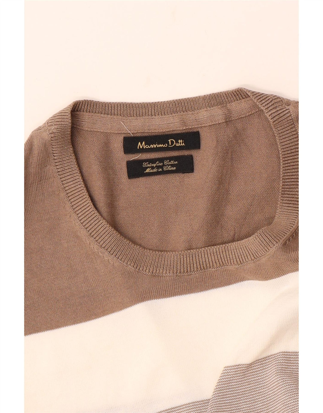 MASSIMO DUTTI Tricou pentru bărbați Top mare, bej, cu dungi din bumbac