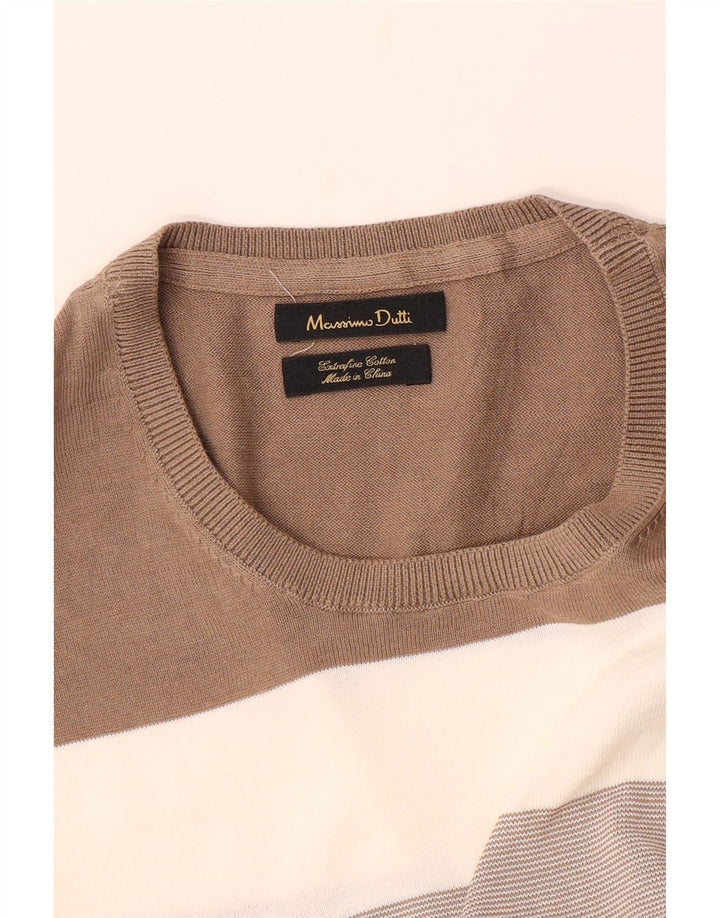 MASSIMO DUTTI Tricou pentru bărbați Top mare, bej, cu dungi din bumbac