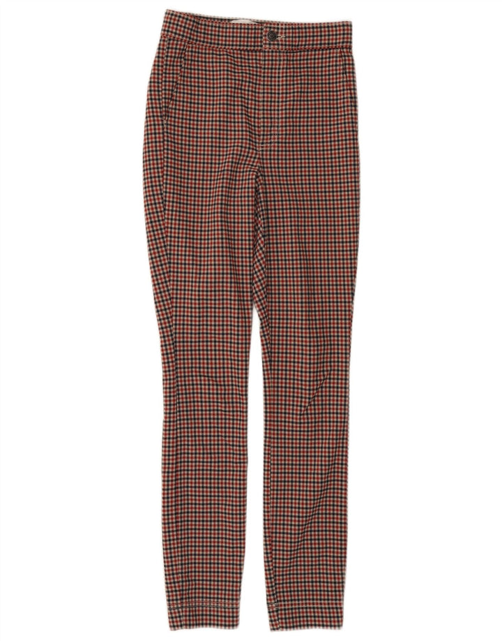 Pantaloni chino skinny pentru femei HOLLISTER XS W24 L28 Red Check Viscose