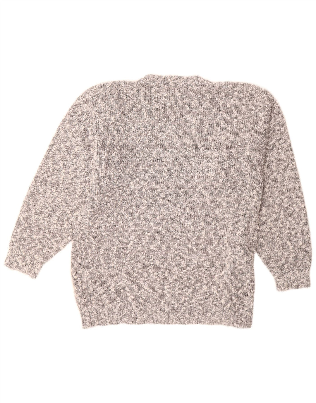 Pulover VINTAGE pentru femei cu decolteu triplu UK 14 Medium Gri Colorblock