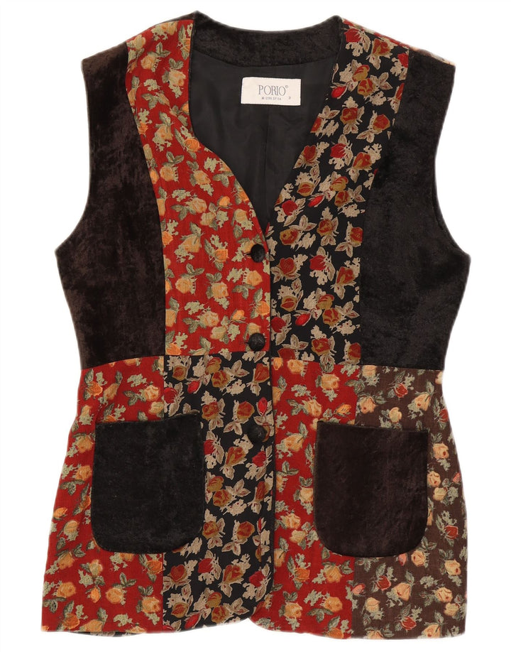 Gilet Vintage pentru femei UK 14 Medium Multicolor Patchwork Lână