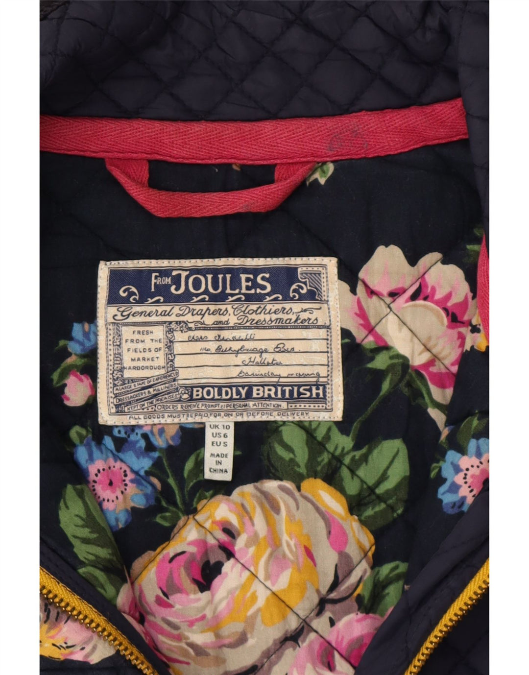 JOULES Womens Quilted Jacket UK 10 Small Navy Blue Polyamide Vintage Joules and Second-Hand Joules from Messina Hembry 