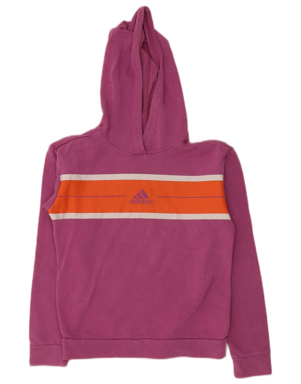 Pulover Adidas pentru fete, cu formă obișnuită, cu glugă, 11-12 ani, bumbac color bloc, roz