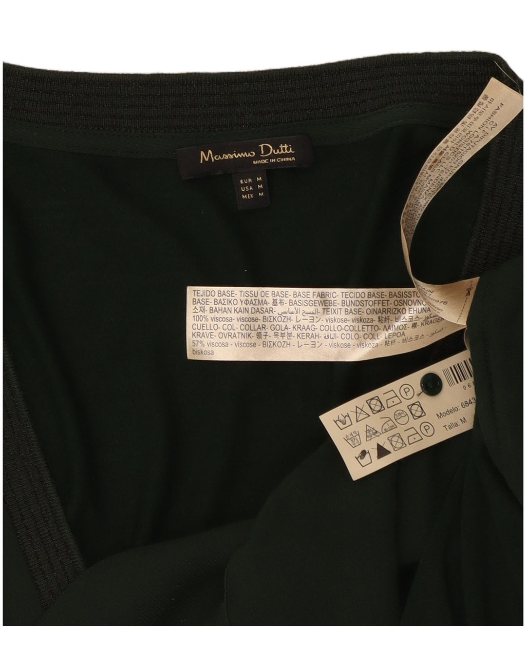 Bluză cu mânecă lungă pentru femei Massimo Dutti Top UK 14 Medium Green Viscose