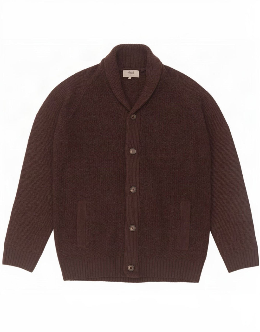 Pulover cardigan pentru bărbați Marks & Spencer, maro mare, acrilic