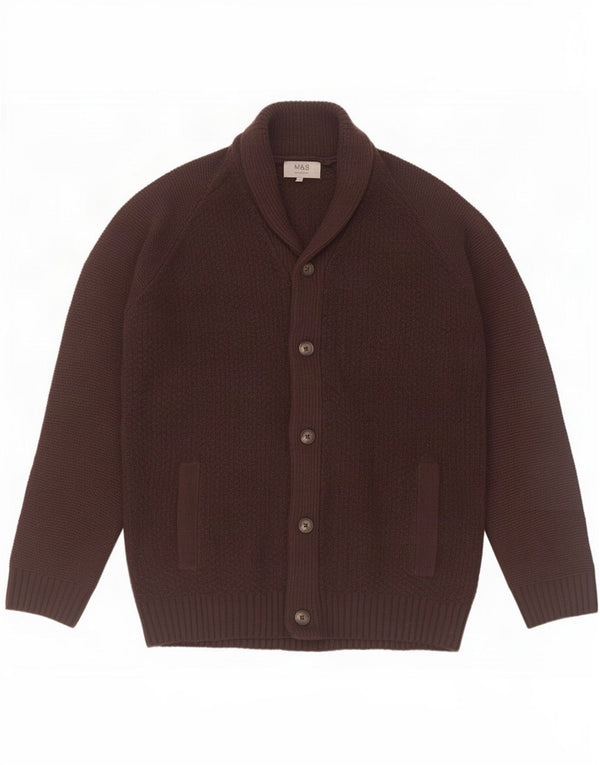 Pulover cardigan pentru bărbați Marks & Spencer, maro mare, acrilic