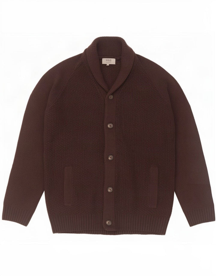 Pulover cardigan pentru bărbați Marks & Spencer, maro mare, acrilic