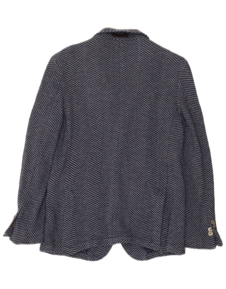 Massimo Dutti Jachetă pentru bărbați din tricot cu 2 nasturi EU 46 Small Blue Herringbone