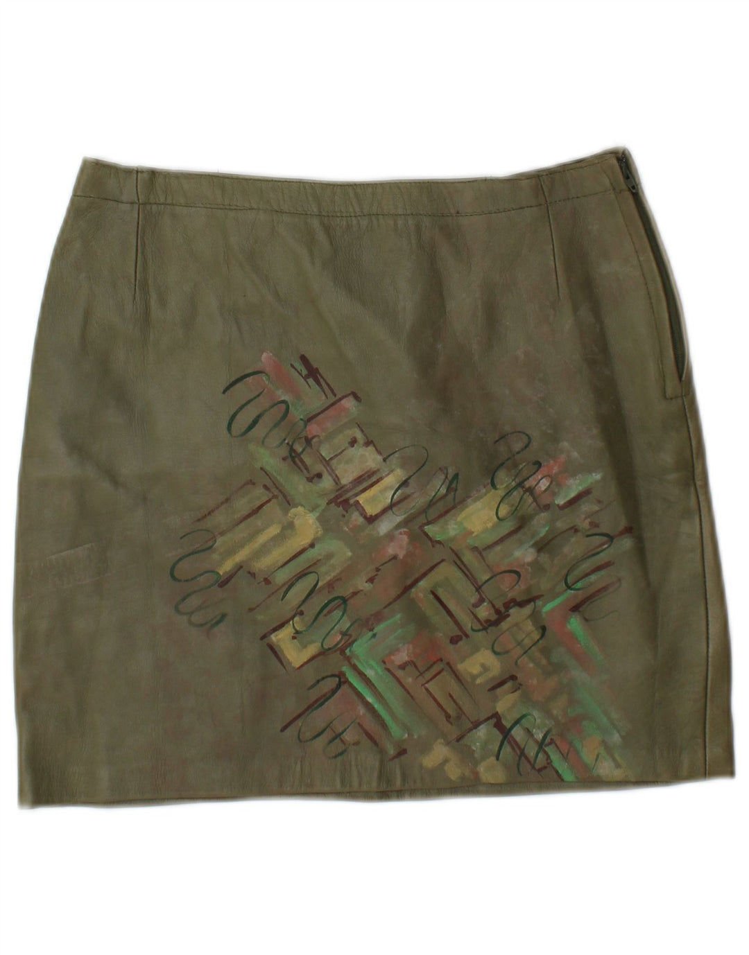 Fusta Mini din piele Vintage pentru femei W26 Small Kaki
