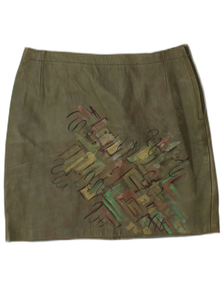 Fusta Mini din piele Vintage pentru femei W26 Small Kaki