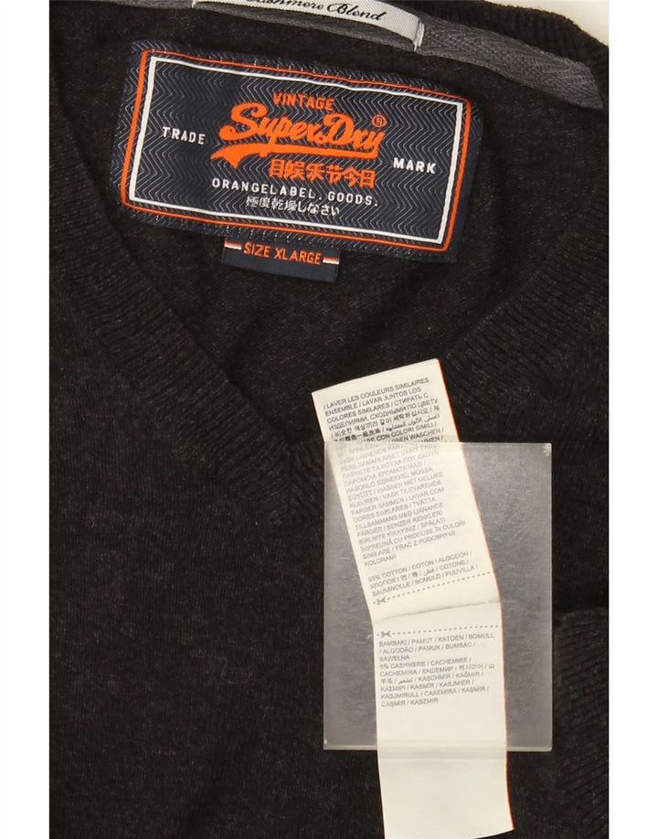 Pulover cu decolteu în V Superdry pentru bărbați, bumbac gri XL