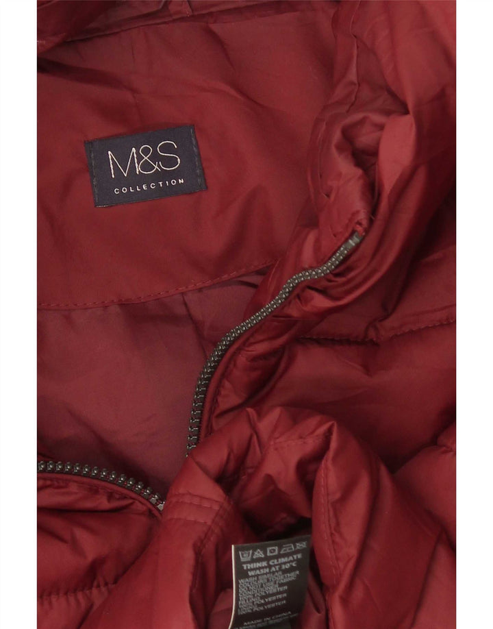 Jachetă căptușită cu glugă pentru femei Marks & Spencer UK 12 Medium Burgundy Poliester