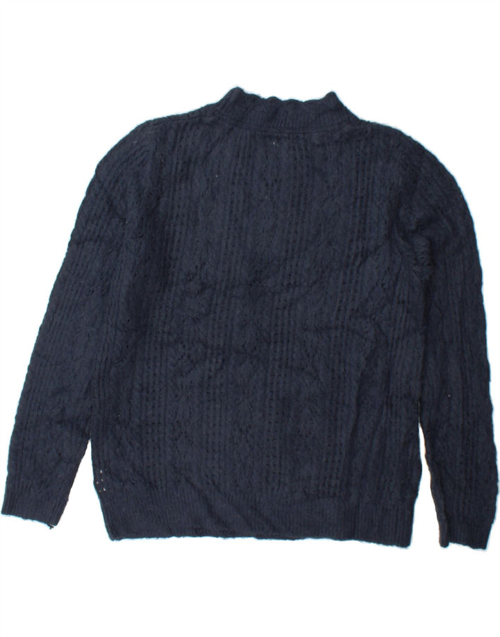 FAT FACE Womens Turtle Neck Jumper Sweater UK 8 Small Navy Blue Nylon Vintage Fat Face and Second-Hand Fat Face from Messina Hembry 