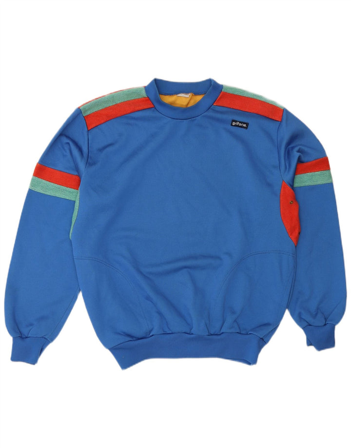 Pulover vintage pentru bărbați, mare, albastru, bloc de culoare