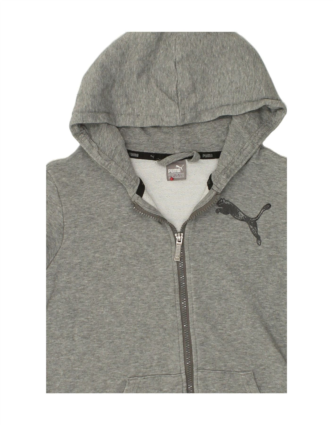 PUMA Boys Graphic Zip Hoodie Sweater 11-12 Years Grey Vintage Puma and Second-Hand Puma from Messina Hembry 