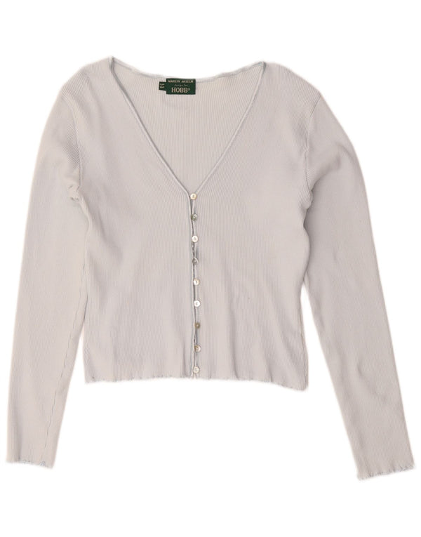 Top cardigan crop Hobbs pentru femei UK 14, bumbac albastru mediu