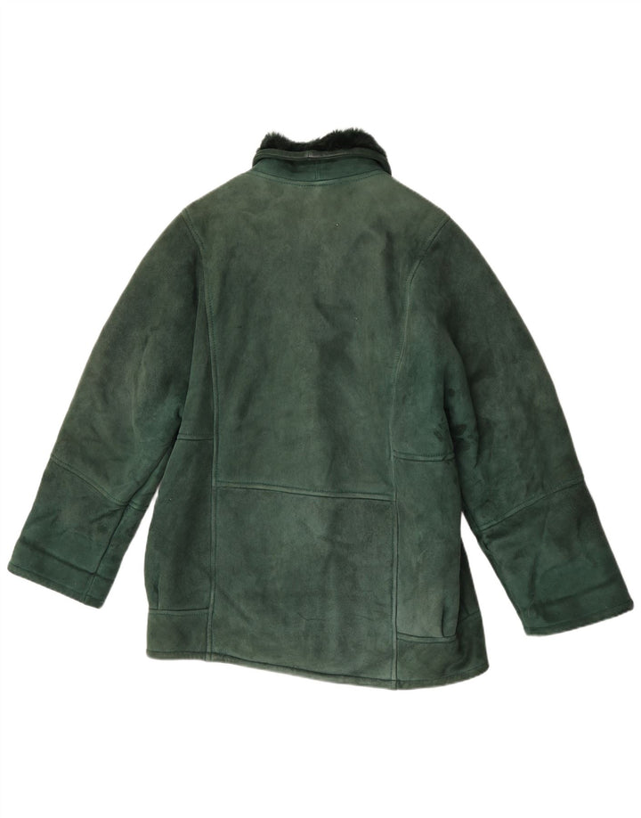 Jachetă vintage din shearling, cu tăietură largă, pentru femei, IT 46, verde, mare