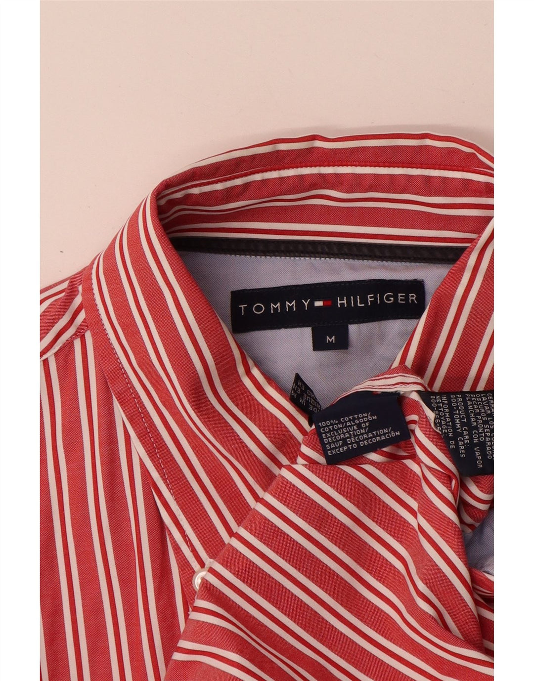 Cămașă Tommy Hilfiger pentru bărbați, bumbac cu dungi roșii medii