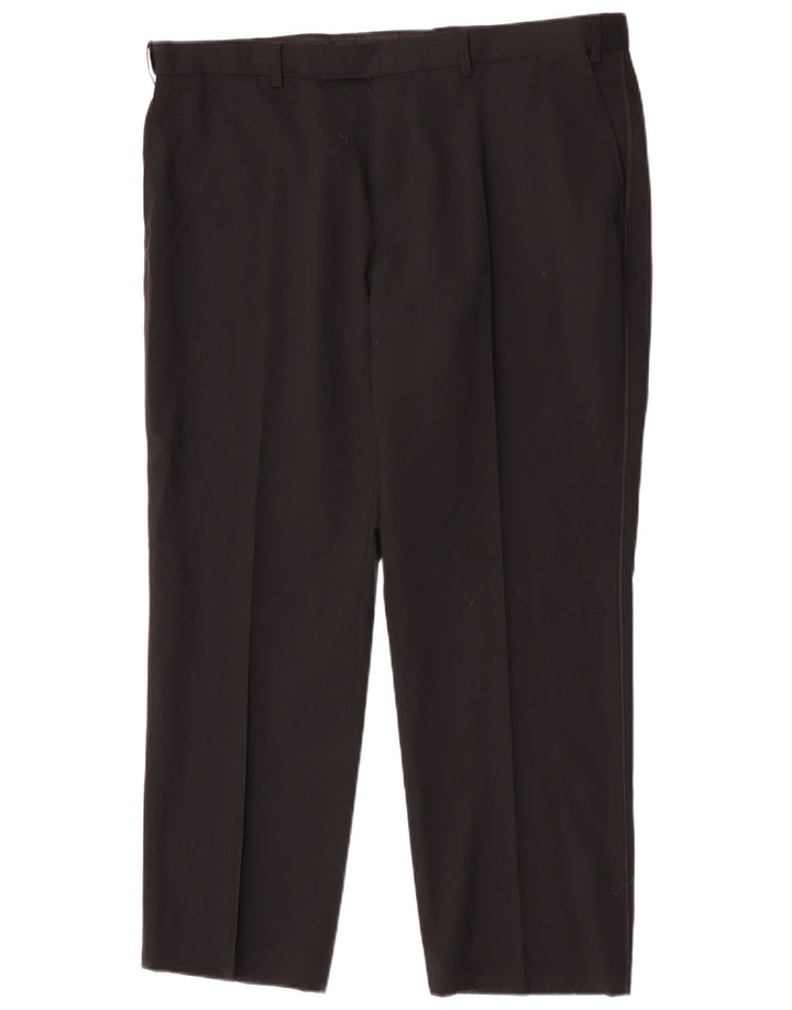 Pantaloni de costum pentru bărbați Marks & Spencer, cu tăiere obișnuită, L40 L29 Lână neagră