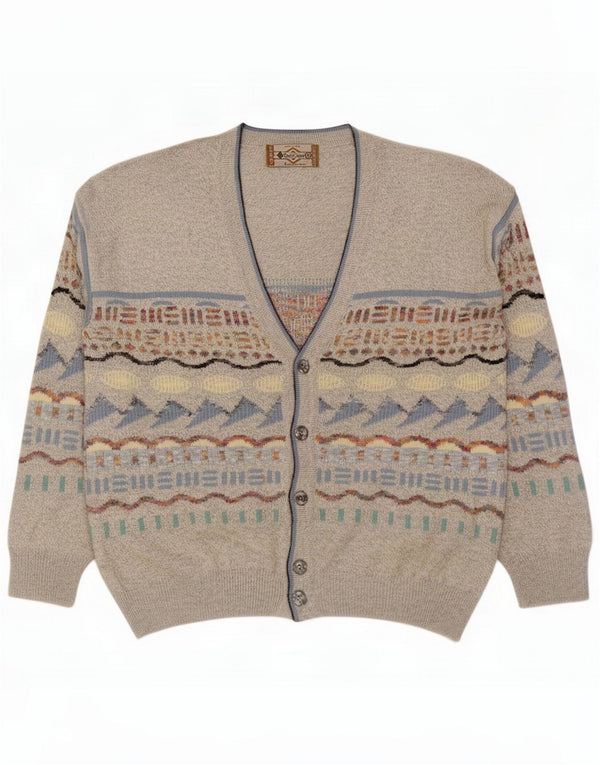 South Coast Mens Cardigan Pulover XL Gri Geometric Bumbac