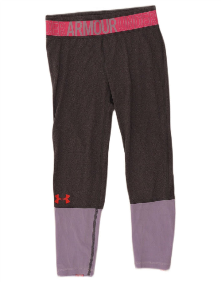 Jambiere grafice Under Armour pentru fete 9-10 ani, gri mediu, color block