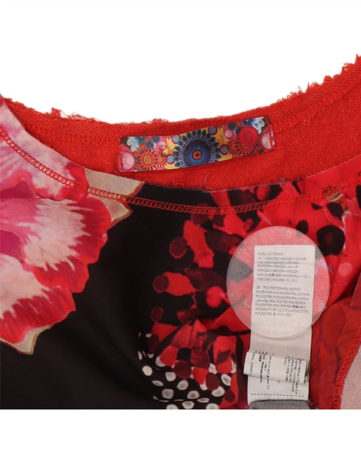 Tricou supradimensionat pentru femei Desigual Crazy Pattern Top UK 10 Small Red Floral
