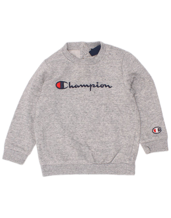 Pulover cu grafic pentru bebelusi Champion 9-12 luni, mic, gri, pete