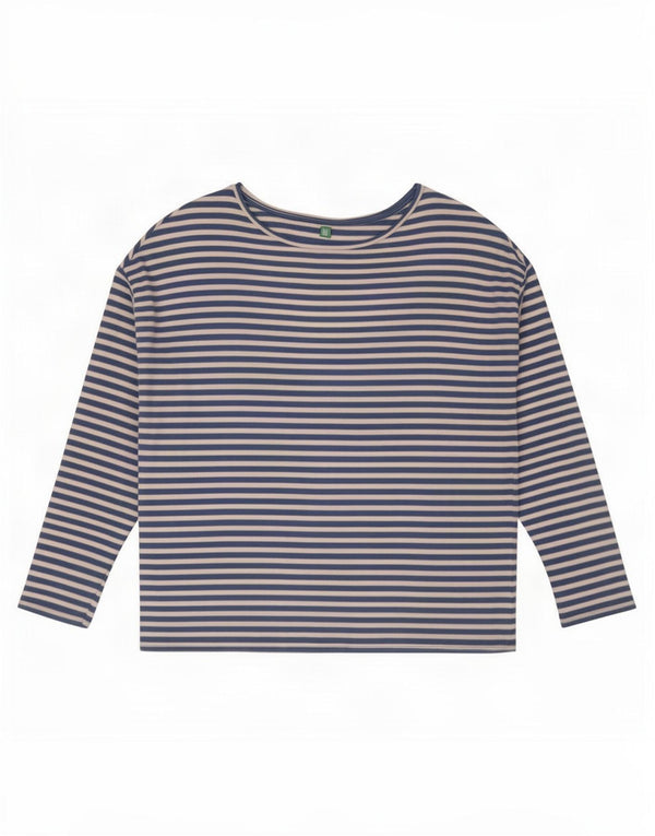 Top pentru femei Benetton cu mânecă lungă UK 14, mare, albastru, cu dungi