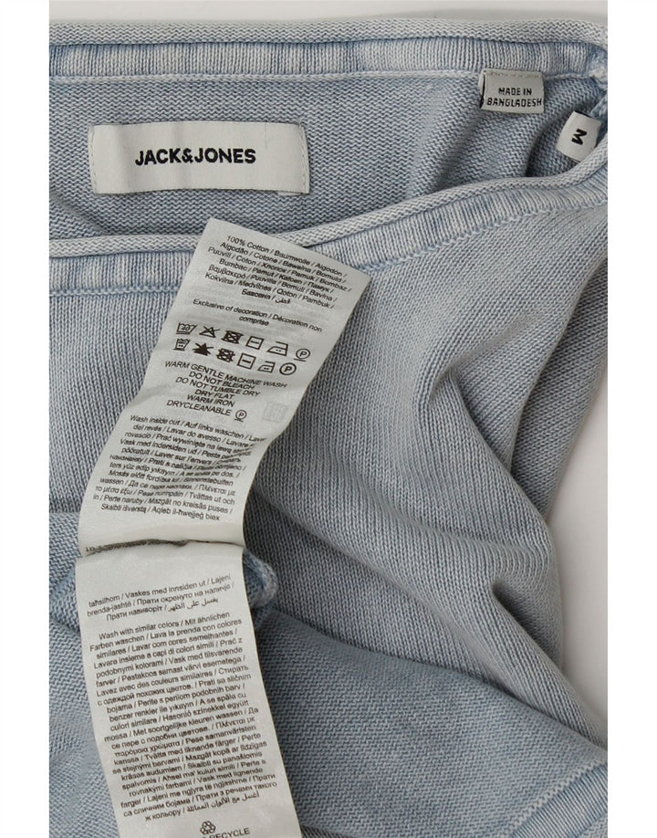 Pulover Jack & Jones pentru bărbați, cu gât de barcă, bumbac albastru mediu