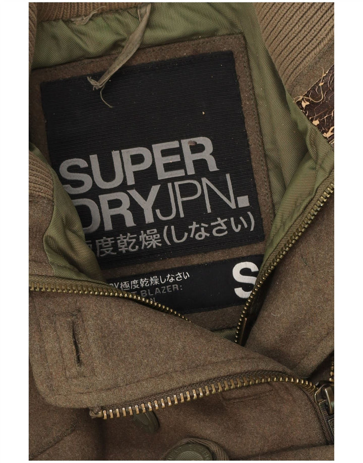 Jachetă militară Superdry pentru femei UK 10 Small Khaki Wool