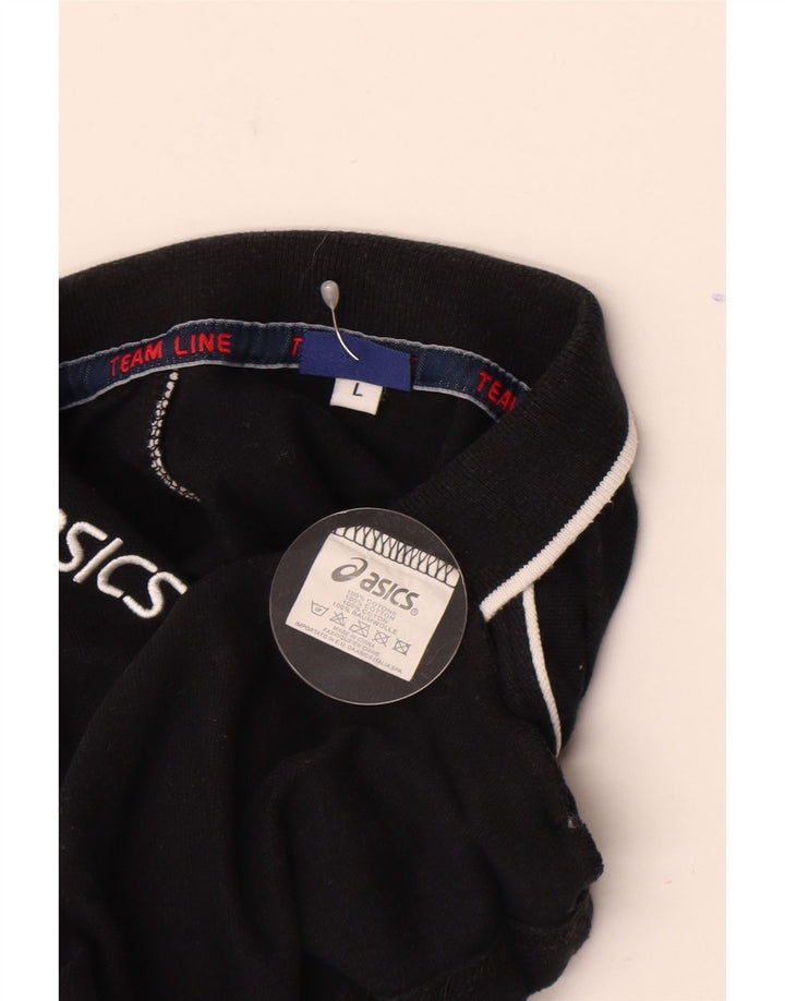 Tricou polo cu grafic ASICS pentru bărbați, bumbac negru mare